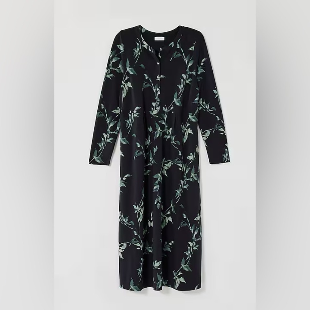 NWT J.Jill Dark Gray Floral Midi Dress Large - Picture 2 of 6